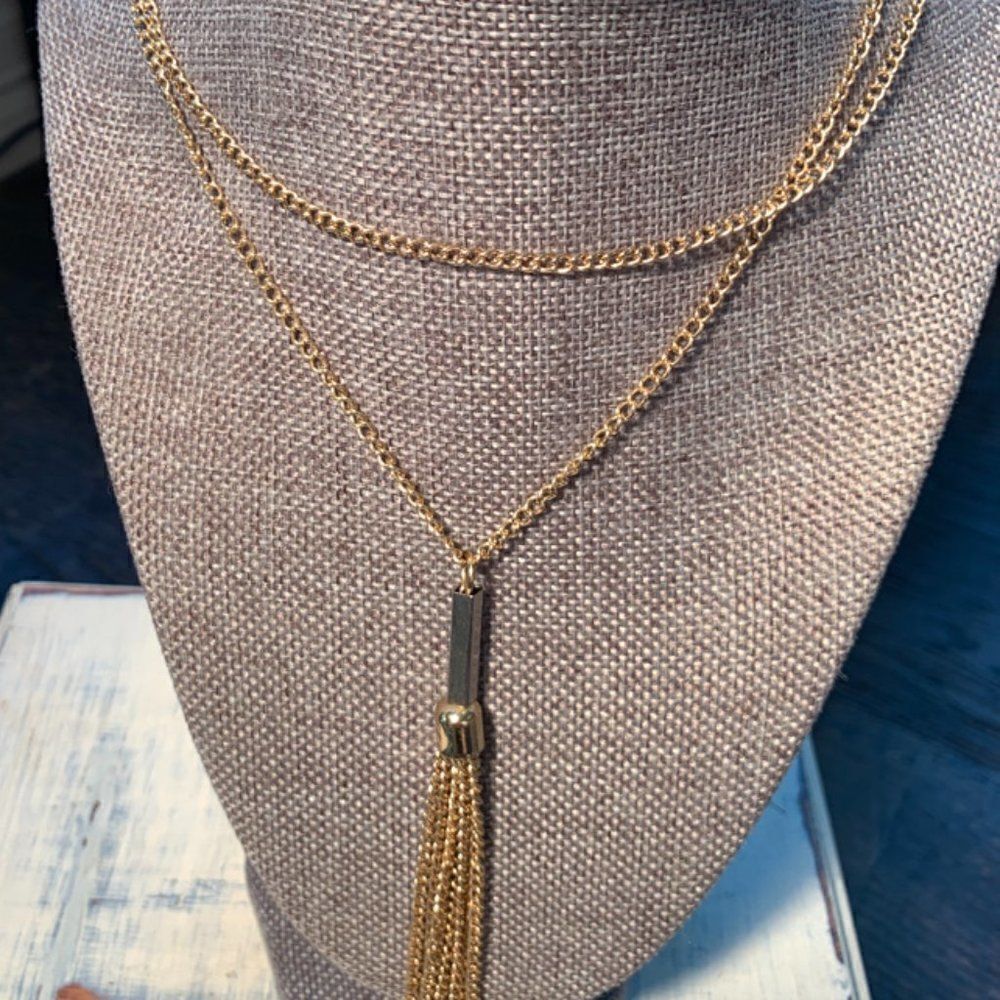 Gold 40 inch Tassel Chain Necklace